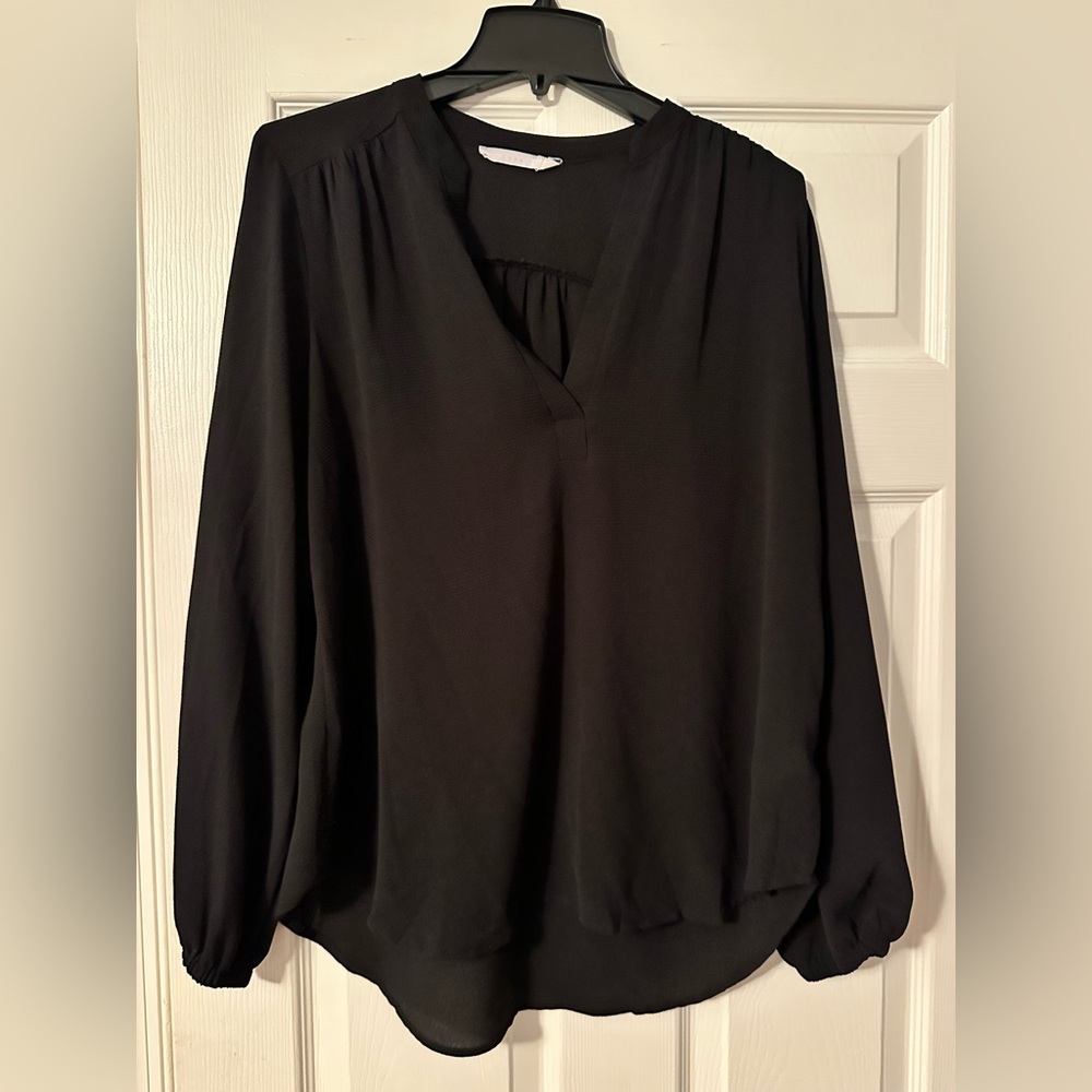 Lush Black V-Neck Blouse